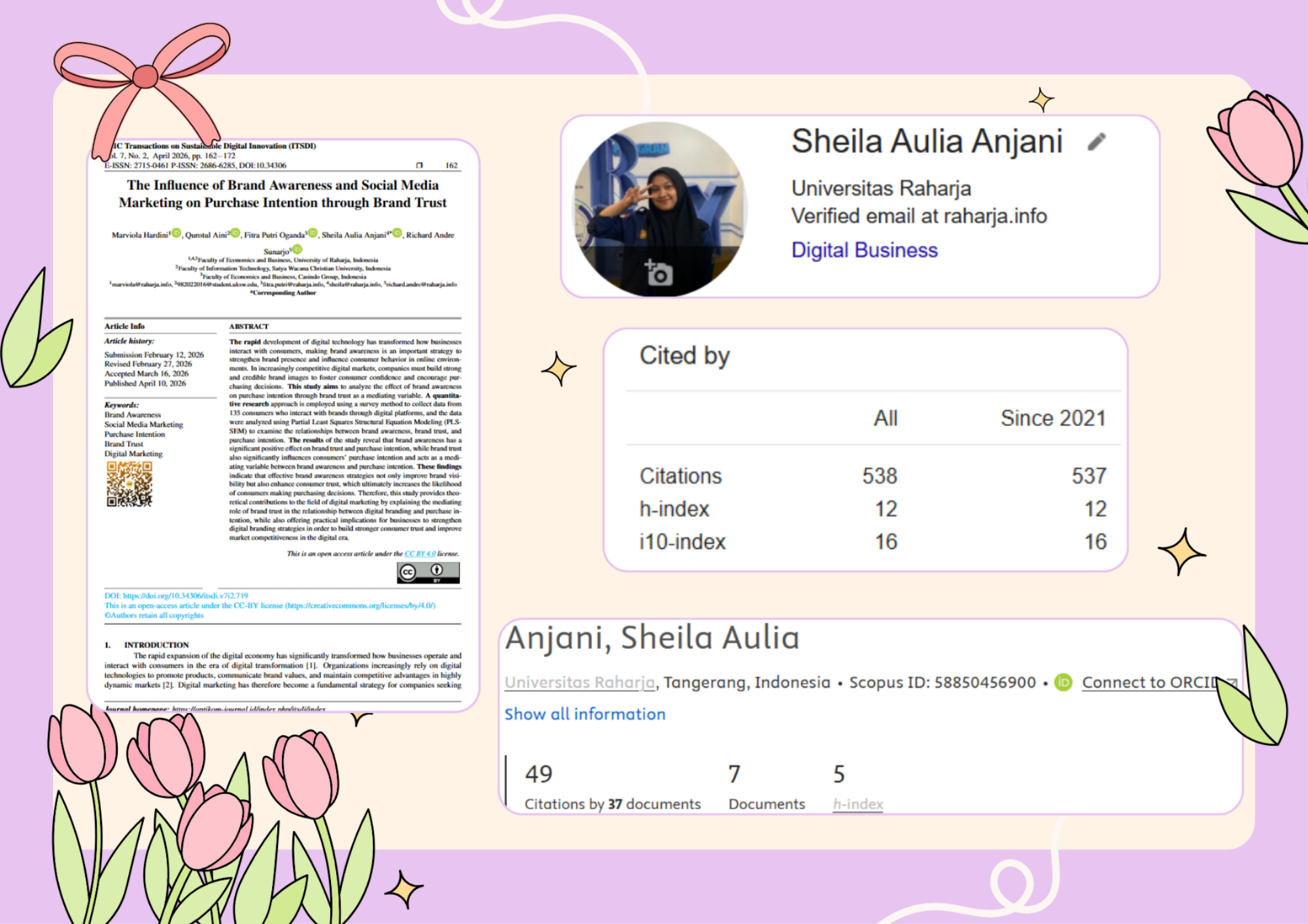 Pink Green and Cream Playful Floral Page Border A4 Horizontal (2).png