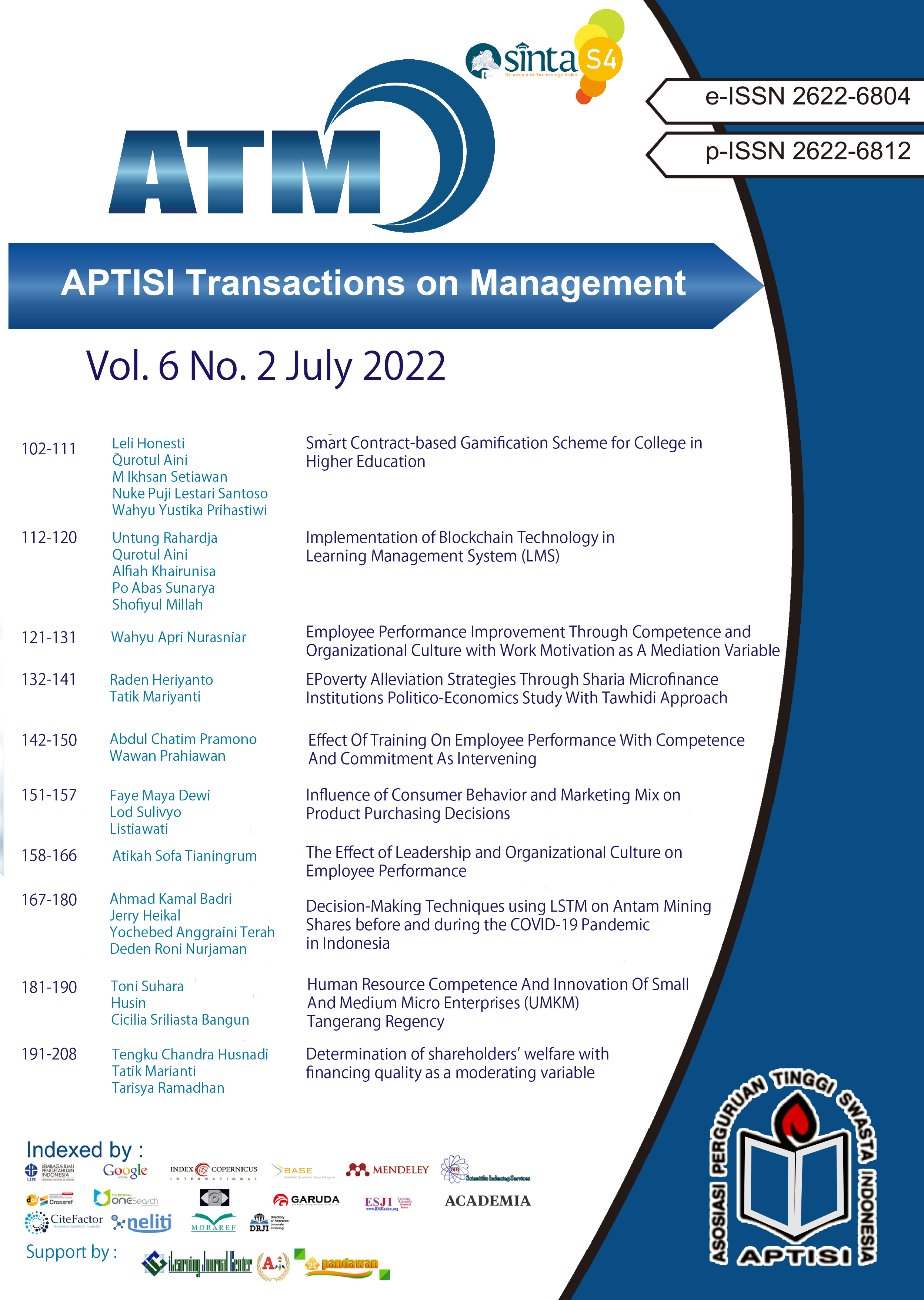 Teknologi blockchain dalam pendidikan yang dibahas pada Aptisi Transactions of Management Vol. 6 No. 2 July 2022.