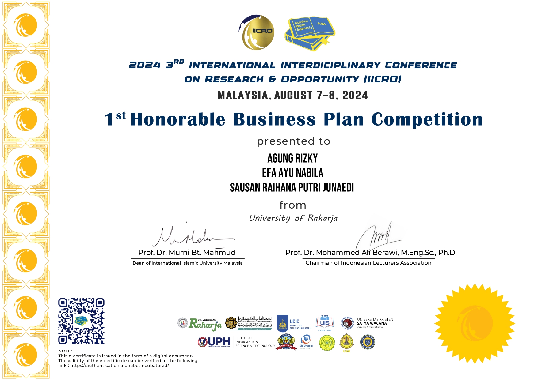 Business Plan Competition IICRO 2024